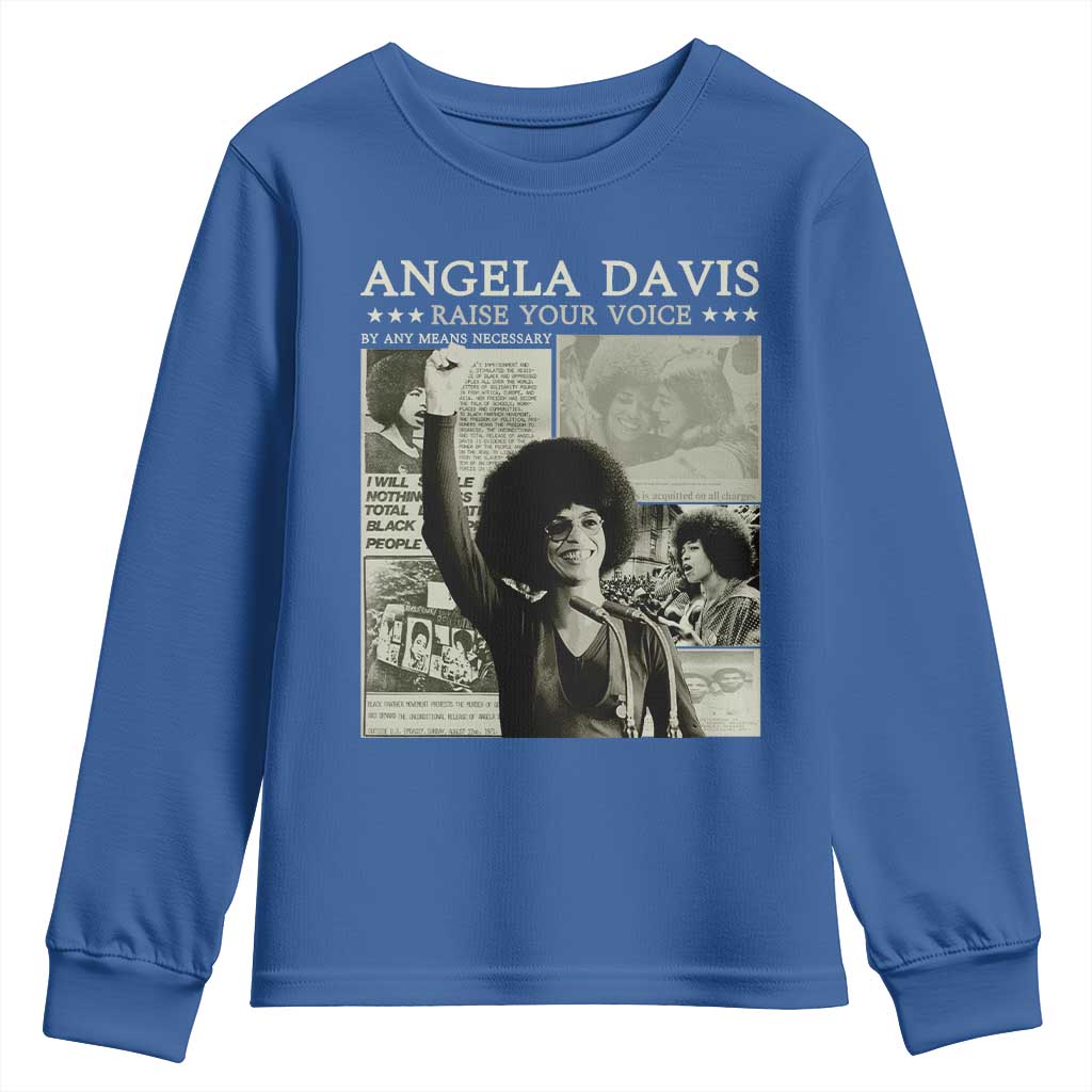 Black History Month Angela Davis Youth Sweatshirt Raise Your Voice Feminist Human Rights - African Pride