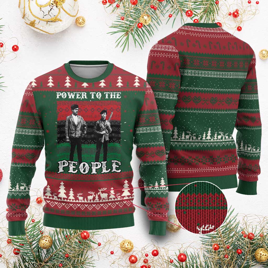 Vintage Black Panthers Party Knit Sweatshirt Power To The People Self Defense Black History - African Pride