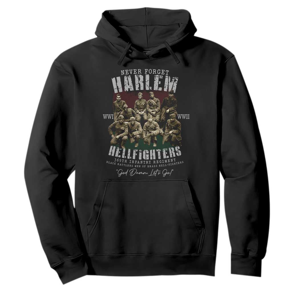 Halem Hellfighters Hoodie African American Black Military History Soldiers WWI WWII - African Pride
