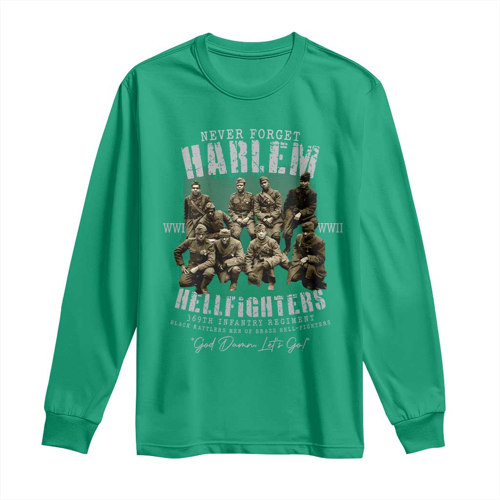 Halem Hellfighters Long Sleeve Shirt African American Black Military History Soldiers WWI WWII - African Pride
