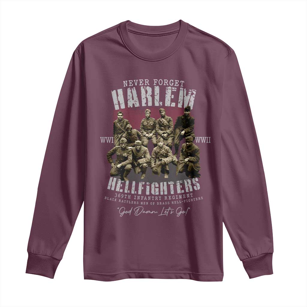 Halem Hellfighters Long Sleeve Shirt African American Black Military History Soldiers WWI WWII - African Pride