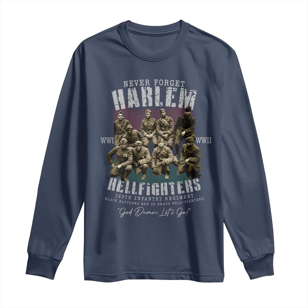 Halem Hellfighters Long Sleeve Shirt African American Black Military History Soldiers WWI WWII - African Pride