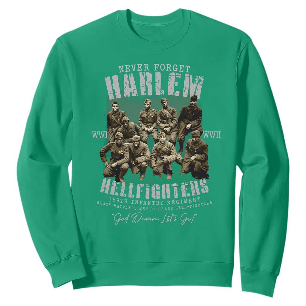 Halem Hellfighters Sweatshirt African American Black Military History Soldiers WWI WWII - African Pride
