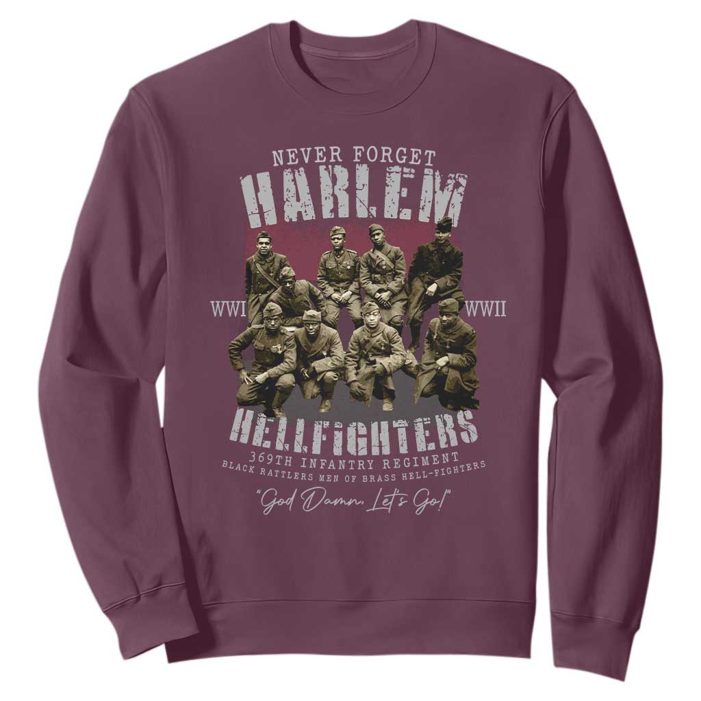 Halem Hellfighters Sweatshirt African American Black Military History Soldiers WWI WWII - African Pride