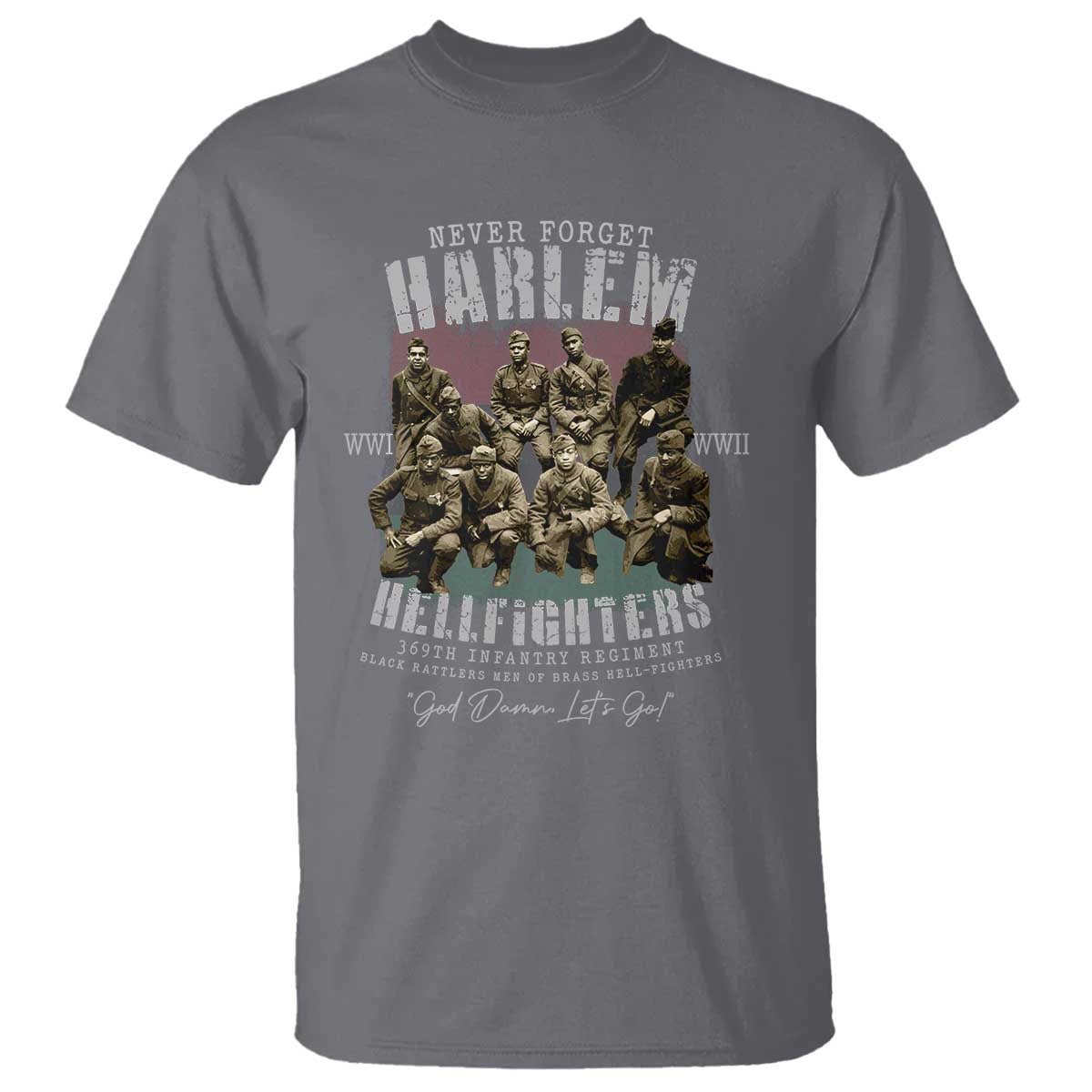 Halem Hellfighters T Shirt African American Black Military History Soldiers WWI WWII - African Pride