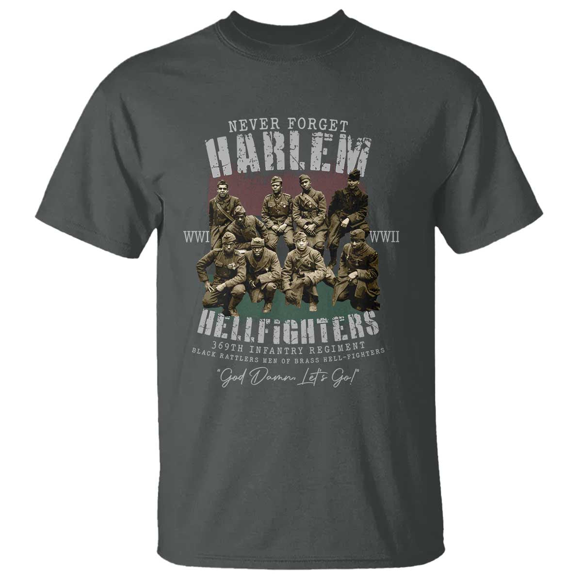 Halem Hellfighters T Shirt African American Black Military History Soldiers WWI WWII - African Pride