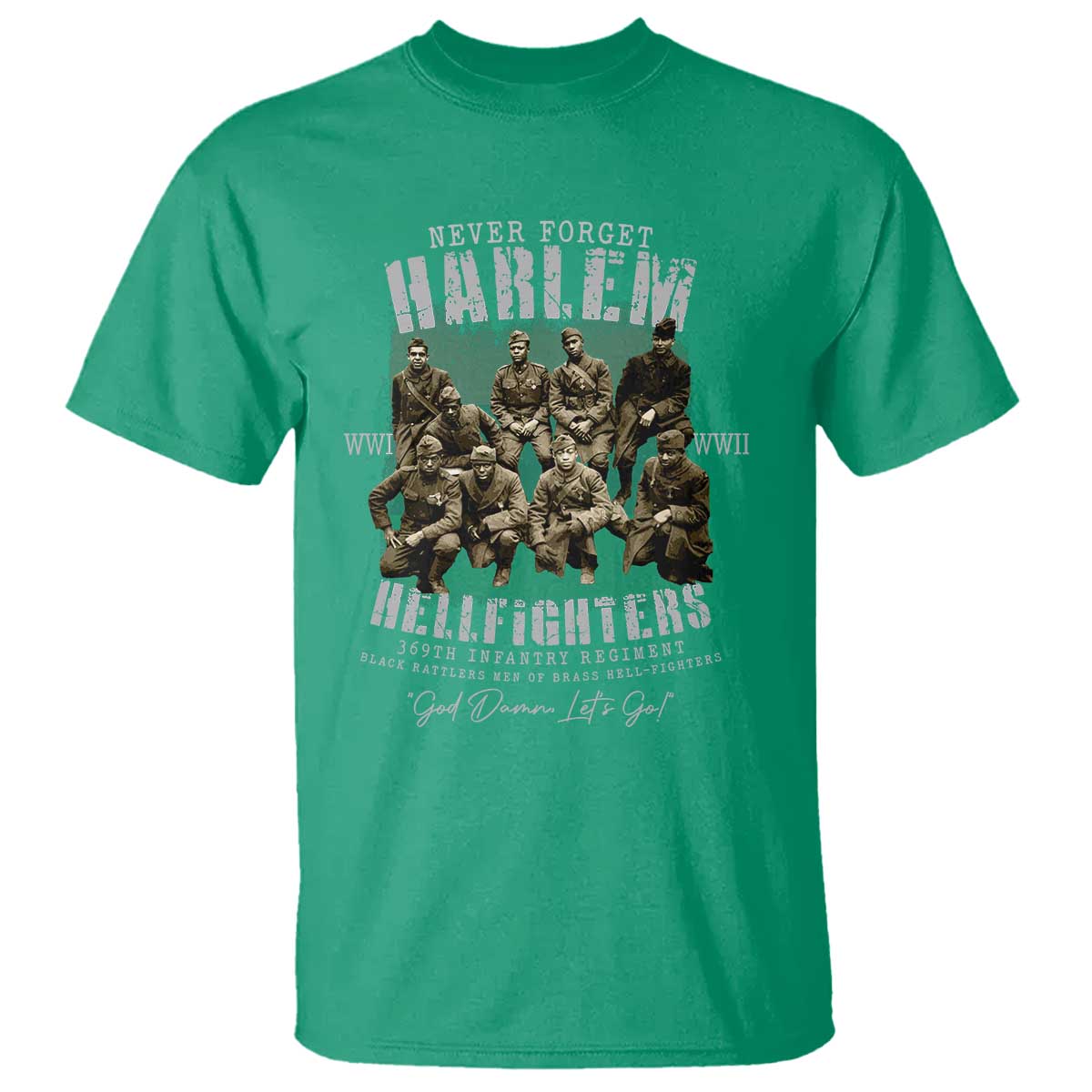 Halem Hellfighters T Shirt African American Black Military History Soldiers WWI WWII - African Pride
