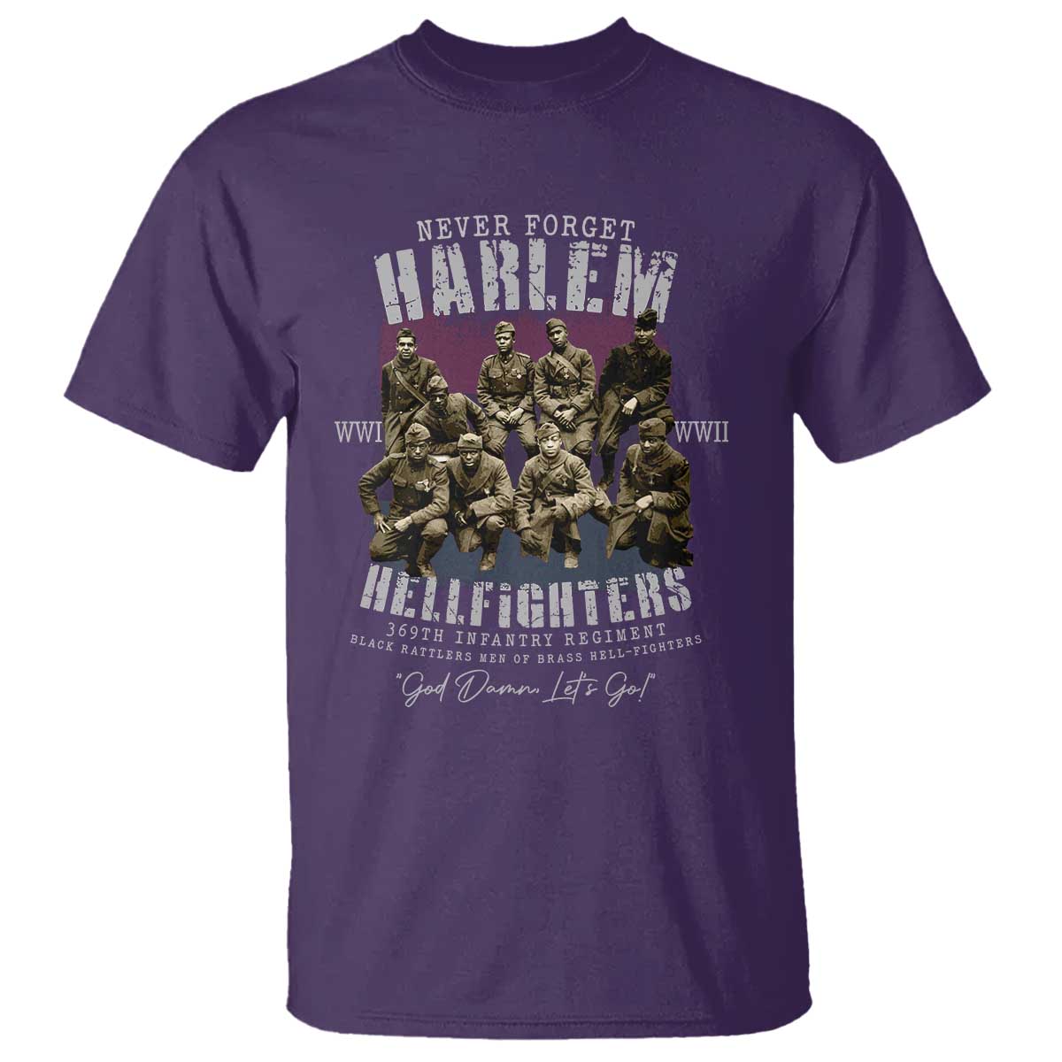 Halem Hellfighters T Shirt African American Black Military History Soldiers WWI WWII - African Pride