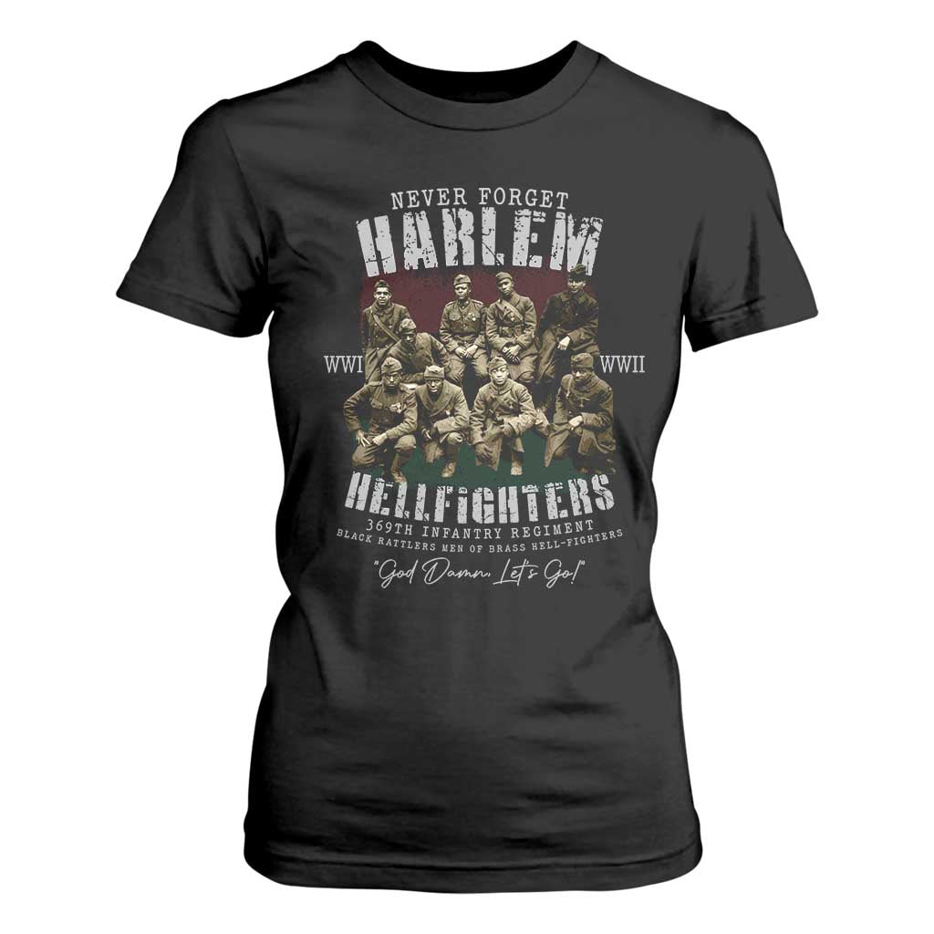 Halem Hellfighters T Shirt For Women African American Black Military History Soldiers WWI WWII - African Pride