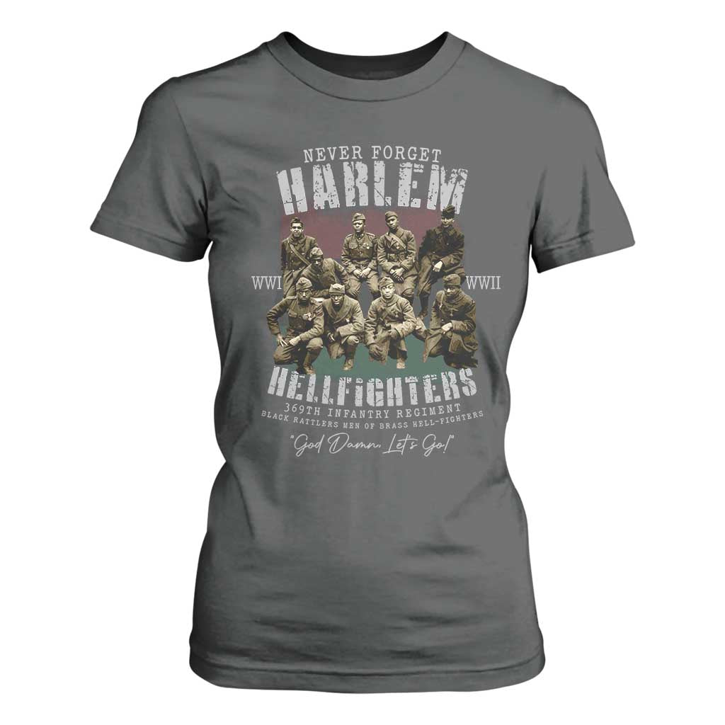 Halem Hellfighters T Shirt For Women African American Black Military History Soldiers WWI WWII - African Pride