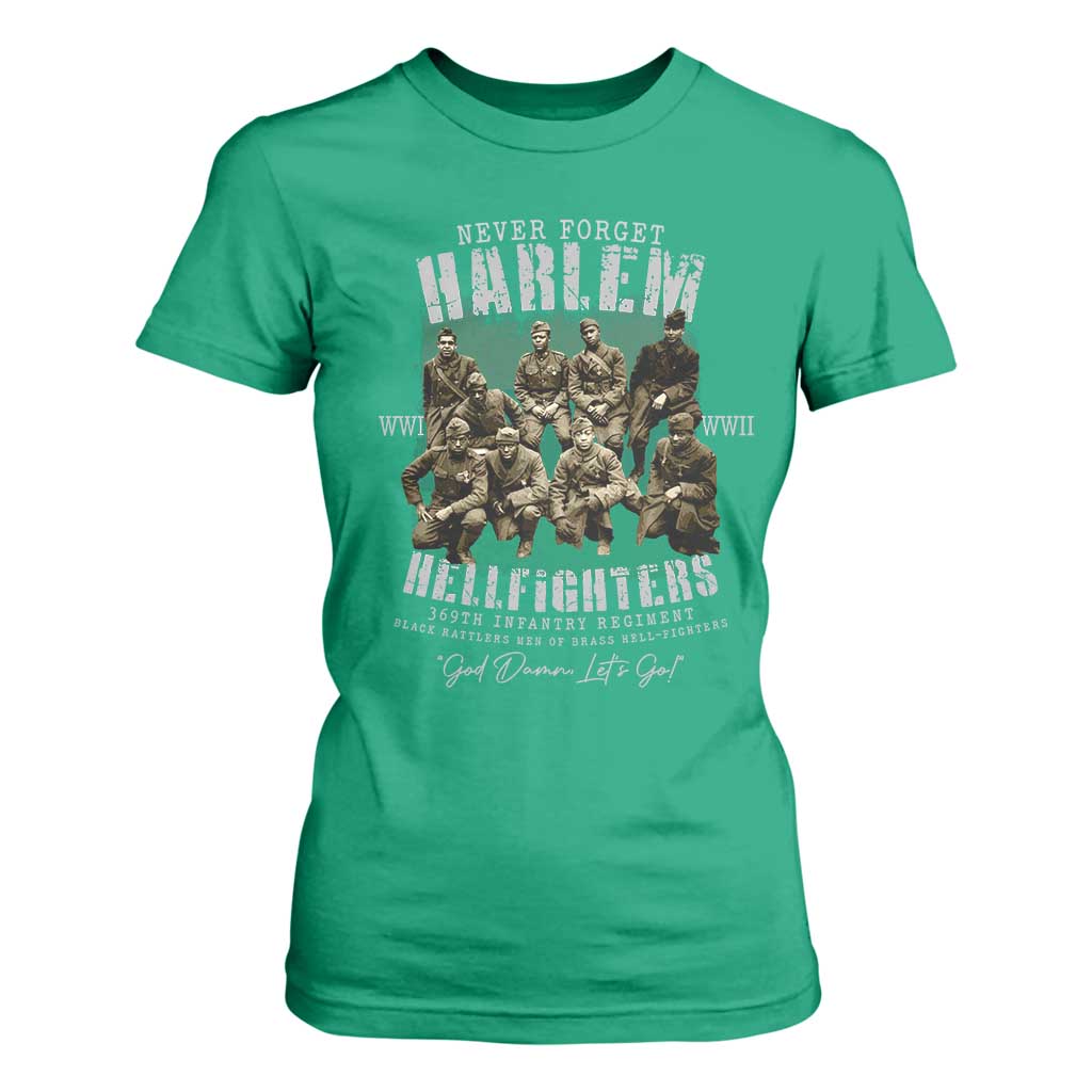 Halem Hellfighters T Shirt For Women African American Black Military History Soldiers WWI WWII - African Pride