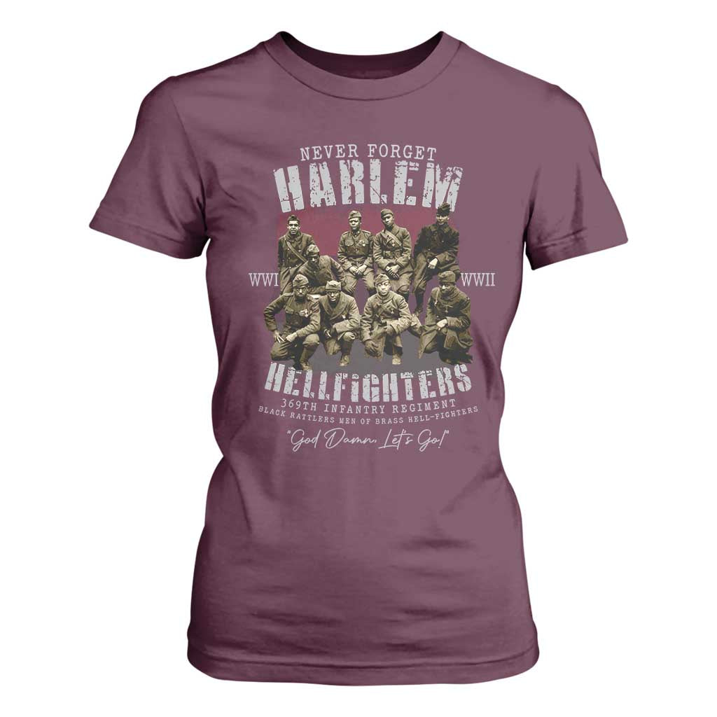 Halem Hellfighters T Shirt For Women African American Black Military History Soldiers WWI WWII - African Pride