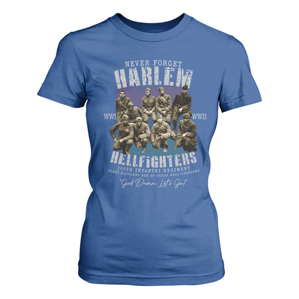 Halem Hellfighters T Shirt For Women African American Black Military History Soldiers WWI WWII - African Pride
