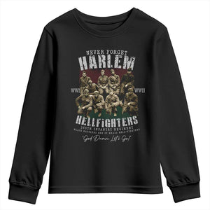 Halem Hellfighters Youth Sweatshirt African American Black Military History Soldiers WWI WWII - African Pride