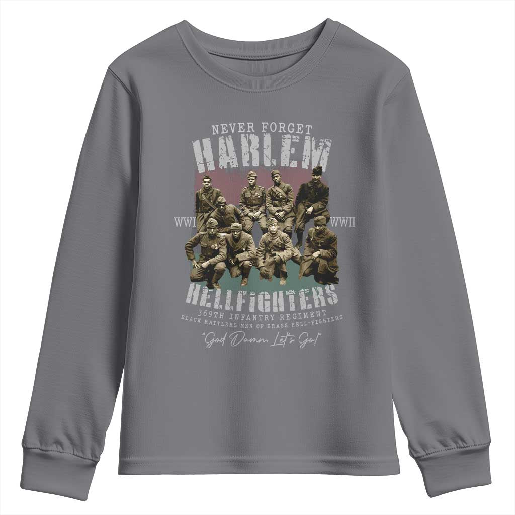 Halem Hellfighters Youth Sweatshirt African American Black Military History Soldiers WWI WWII - African Pride