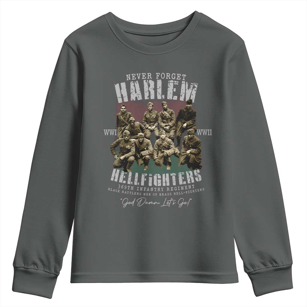 Halem Hellfighters Youth Sweatshirt African American Black Military History Soldiers WWI WWII - African Pride