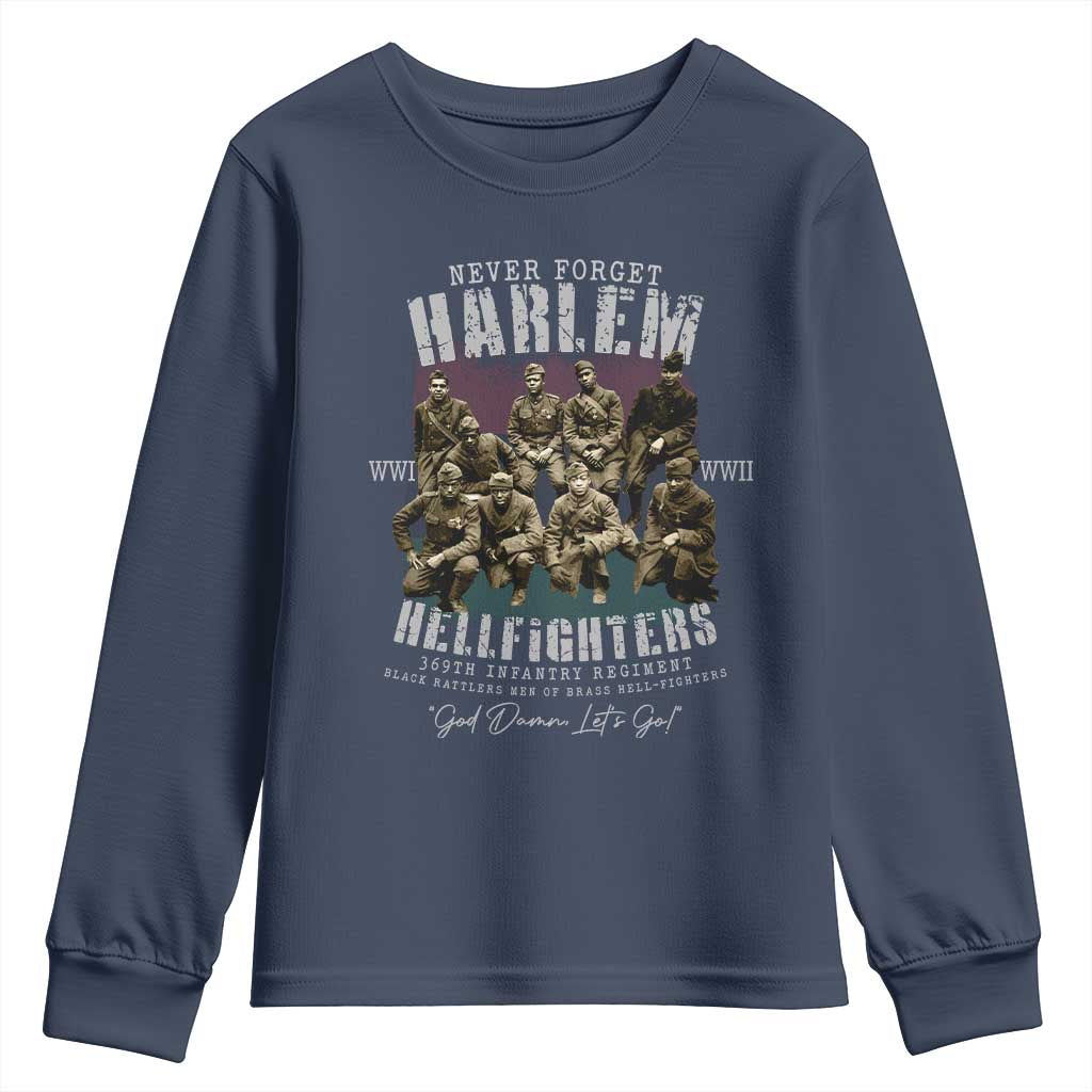 Halem Hellfighters Youth Sweatshirt African American Black Military History Soldiers WWI WWII - African Pride