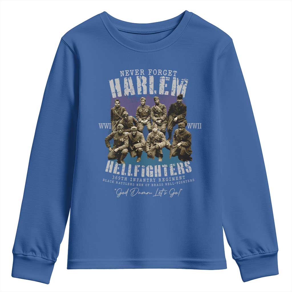 Halem Hellfighters Youth Sweatshirt African American Black Military History Soldiers WWI WWII - African Pride