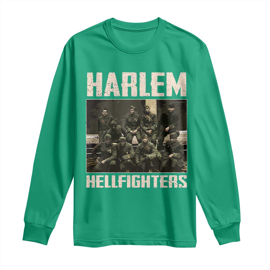 Halem Hellfighters Long Sleeve Shirt USA Black Military History Soldiers WWI WWII - African Pride