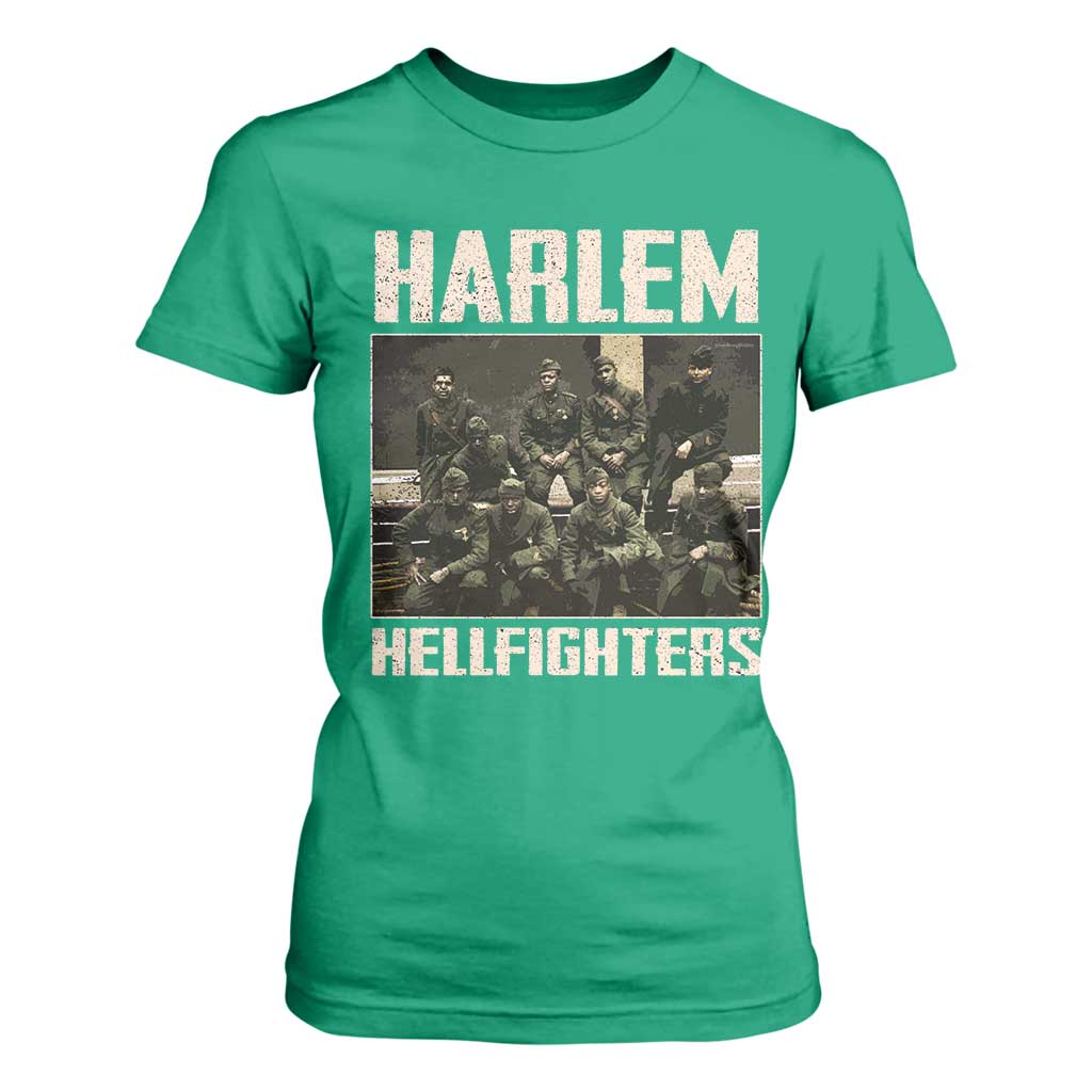 Halem Hellfighters T Shirt For Women USA Black Military History Soldiers WWI WWII - African Pride