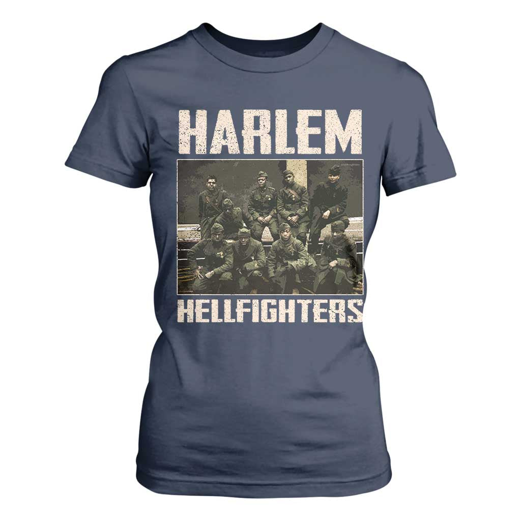 Halem Hellfighters T Shirt For Women USA Black Military History Soldiers WWI WWII - African Pride