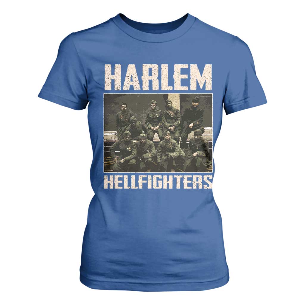 Halem Hellfighters T Shirt For Women USA Black Military History Soldiers WWI WWII - African Pride