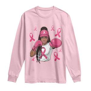 Black Women Fight Breast Cancer Awareness Long Sleeve Shirt Pink Ribbon African American