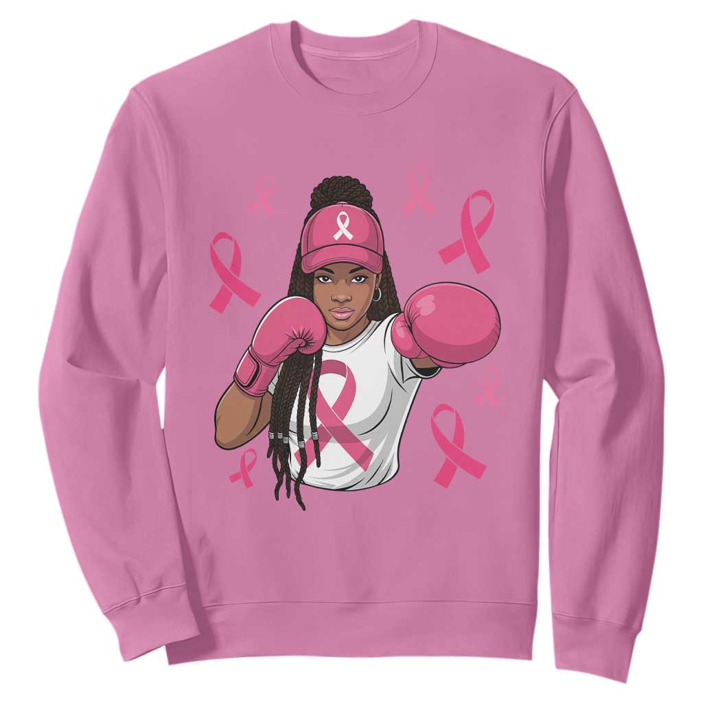 Black Women Fight Breast Cancer Awareness Sweatshirt Pink Ribbon African American