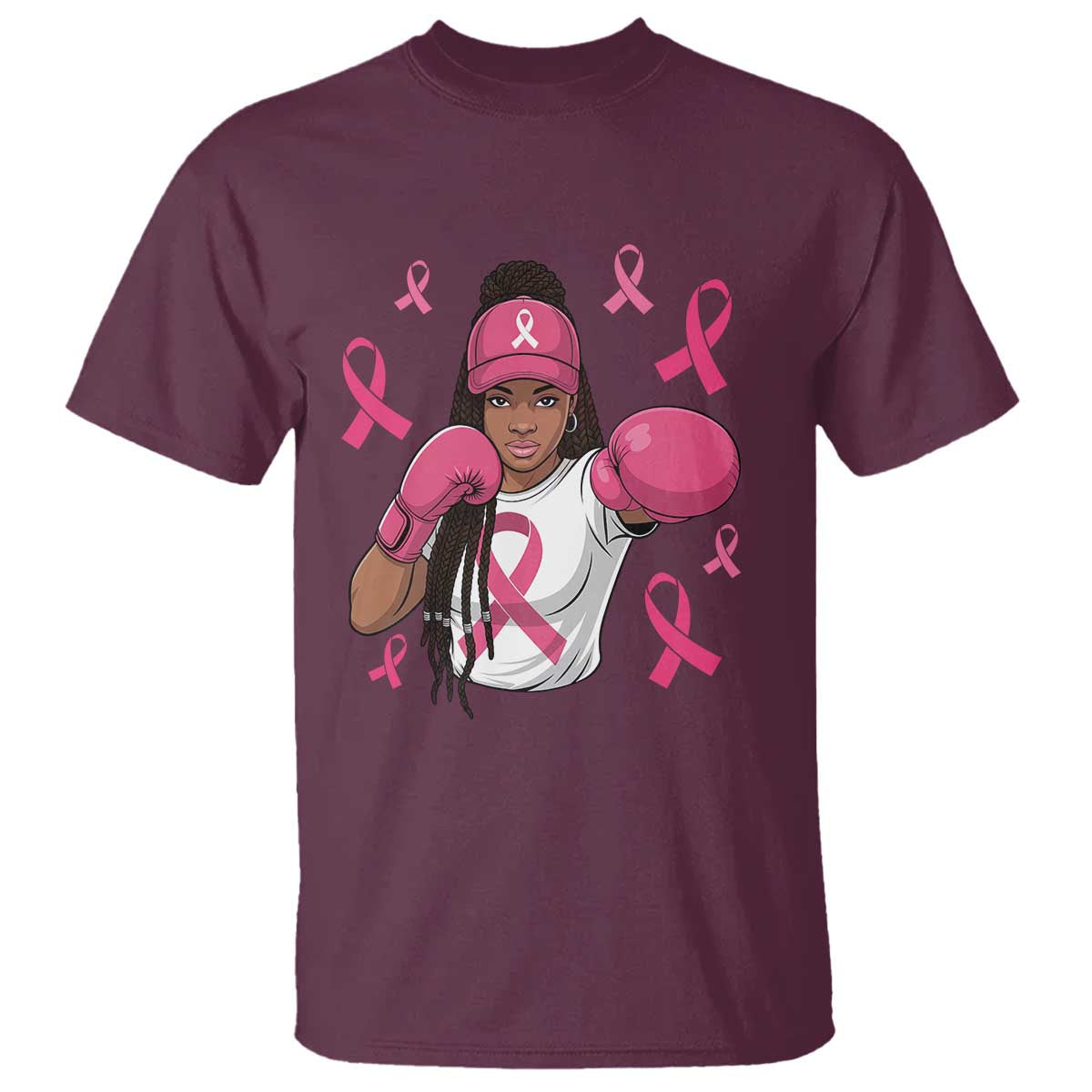 Black Women Fight Breast Cancer Awareness T Shirt Pink Ribbon African American