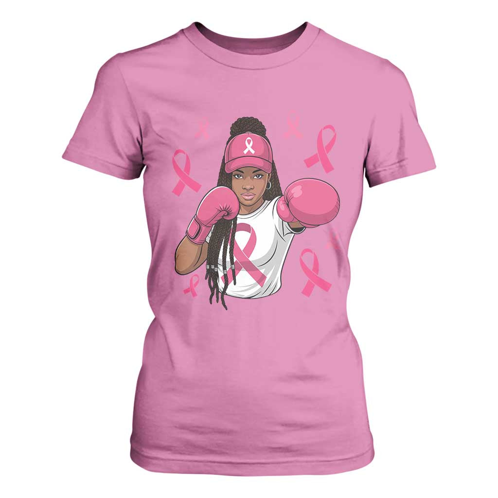Black Women Fight Breast Cancer Awareness T Shirt For Women Pink Ribbon African American