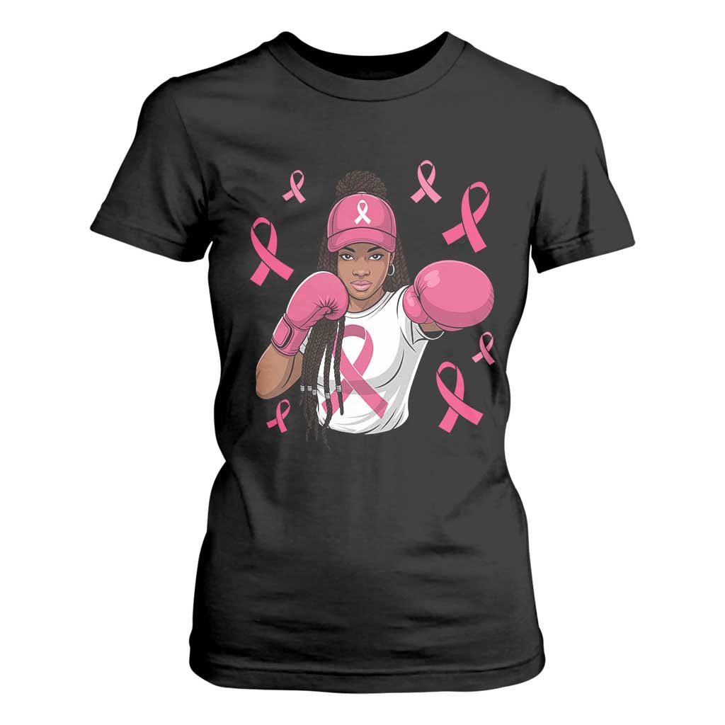 Black Women Fight Breast Cancer Awareness T Shirt For Women Pink Ribbon African American