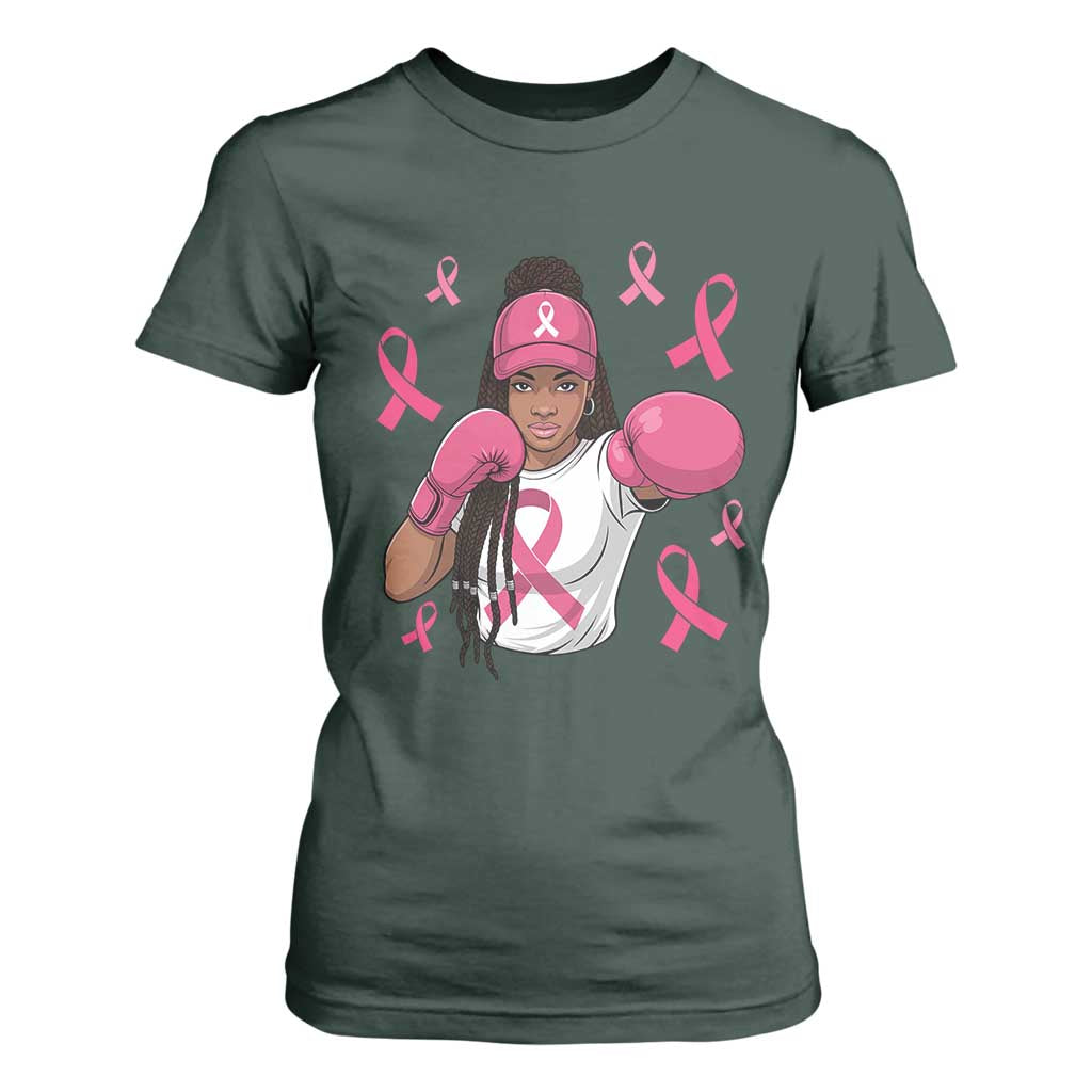 Black Women Fight Breast Cancer Awareness T Shirt For Women Pink Ribbon African American