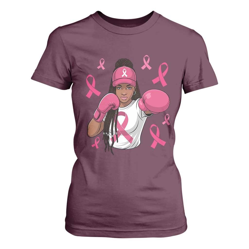 Black Women Fight Breast Cancer Awareness T Shirt For Women Pink Ribbon African American