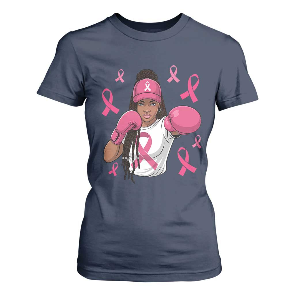 Black Women Fight Breast Cancer Awareness T Shirt For Women Pink Ribbon African American