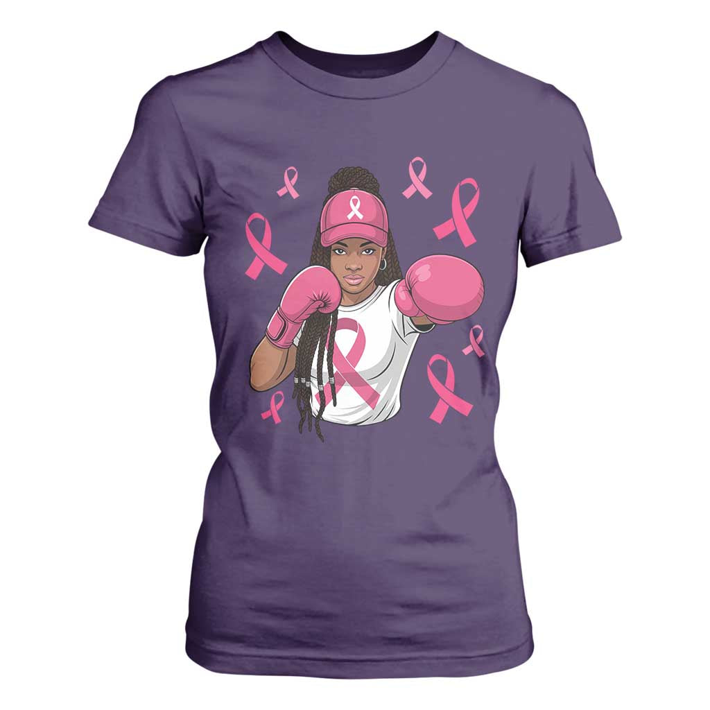 Black Women Fight Breast Cancer Awareness T Shirt For Women Pink Ribbon African American