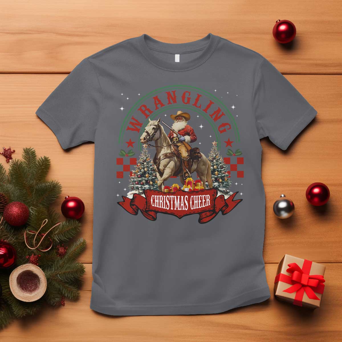 Western Christmas T Shirt Howdy Country Christmas Horse Xmas Cheer - African Pride