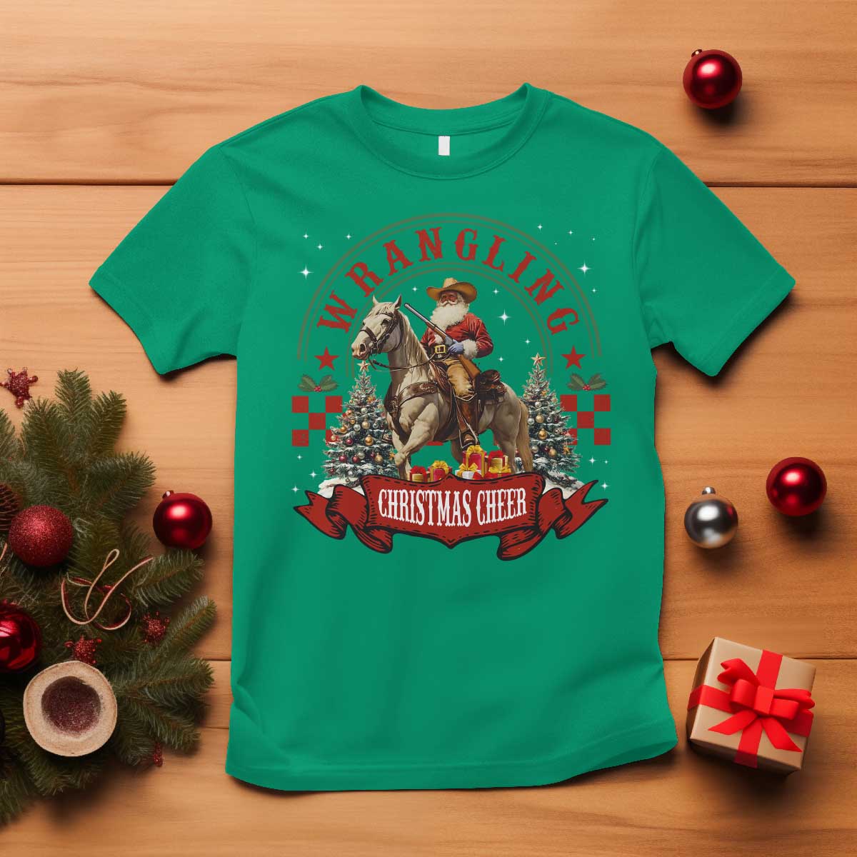 Western Christmas T Shirt Howdy Country Christmas Horse Xmas Cheer - African Pride