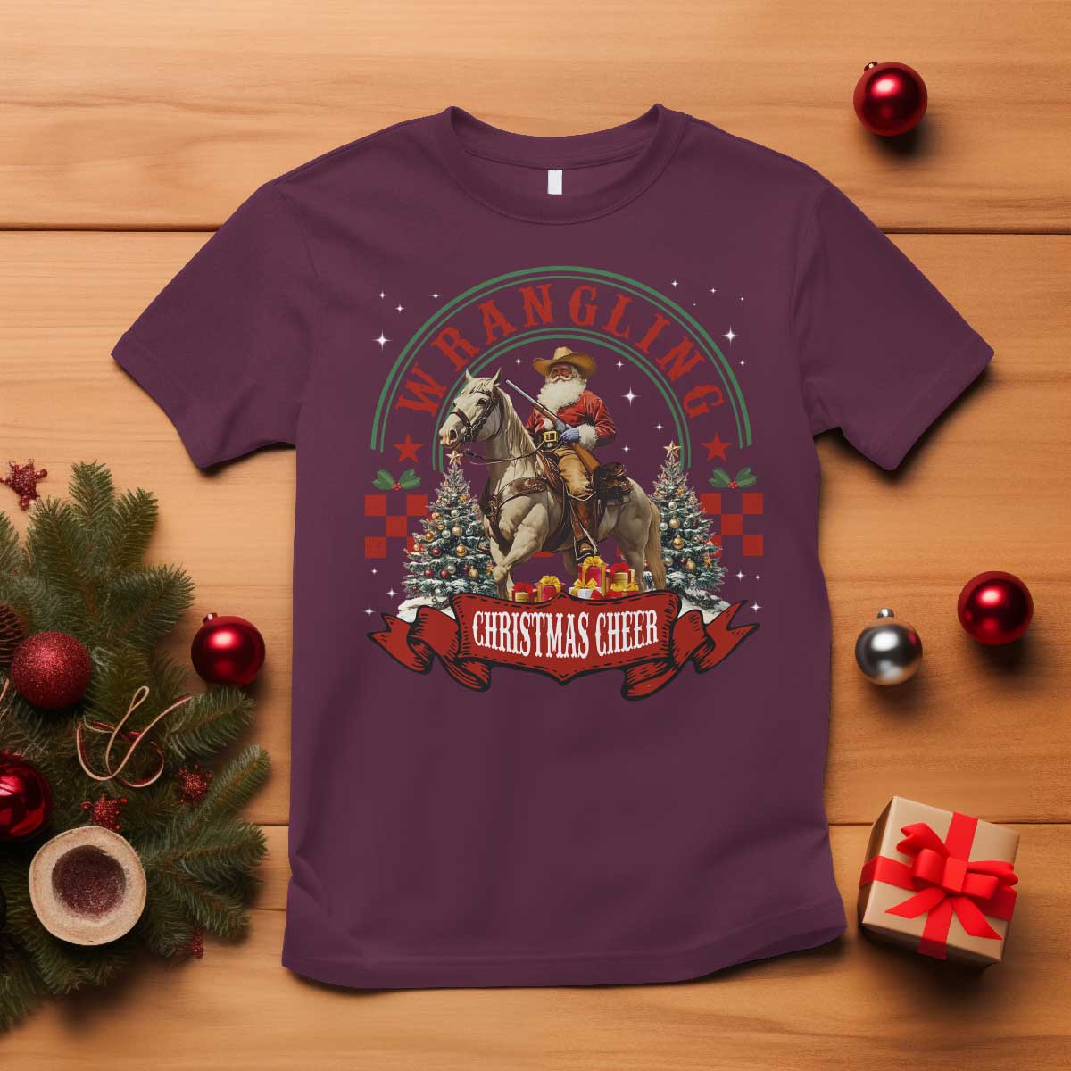 Western Christmas T Shirt Howdy Country Christmas Horse Xmas Cheer - African Pride