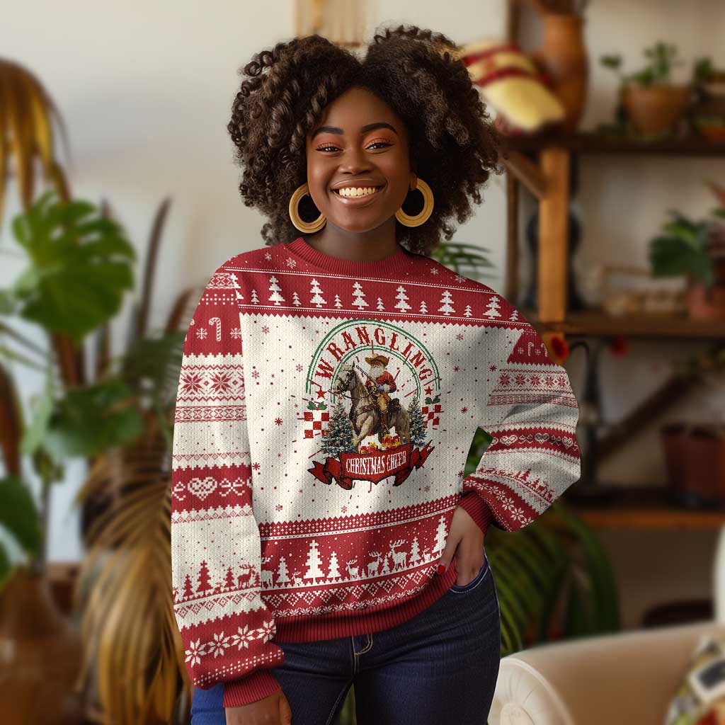 Western Christmas Knit Sweatshirt Howdy Country Christmas Horse Xmas Cheer - African Pride