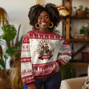 Western Christmas Knit Sweatshirt Howdy Country Christmas Horse Xmas Cheer - African Pride