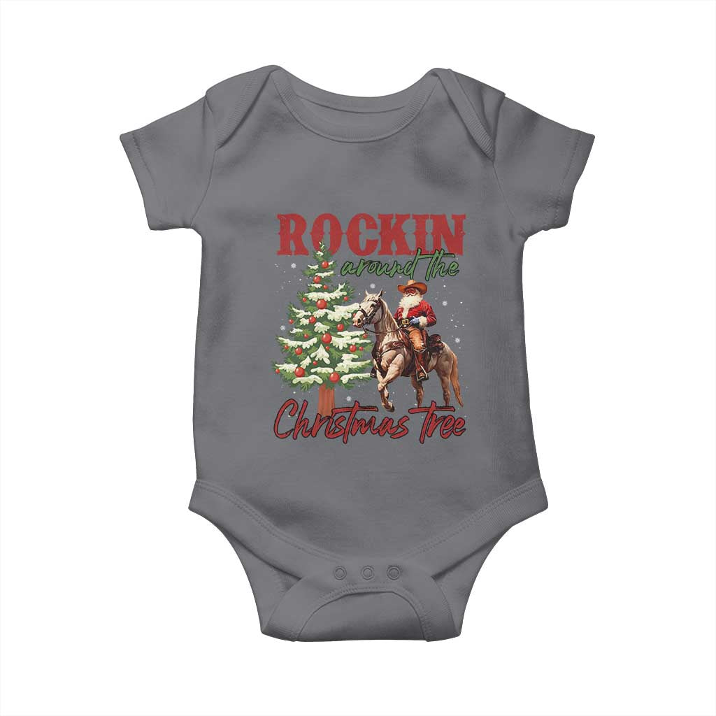Western Christmas Baby Onesie Vintage 90s Cowboy Santa Claus Xmas Tree - African Pride