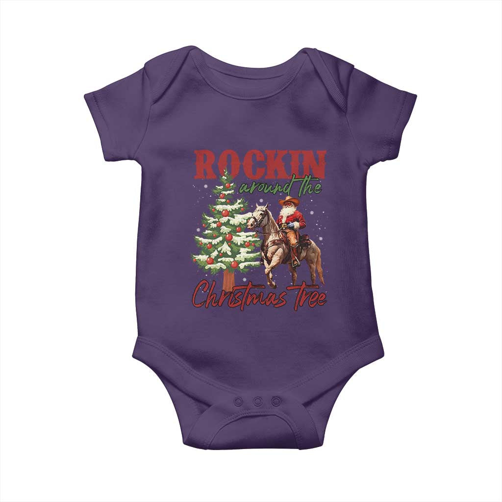 Western Christmas Baby Onesie Vintage 90s Cowboy Santa Claus Xmas Tree - African Pride