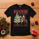 Western Christmas T Shirt Vintage 90s Cowboy Santa Claus Xmas Tree - African Pride