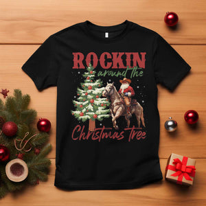 Western Christmas T Shirt Vintage 90s Cowboy Santa Claus Xmas Tree - African Pride