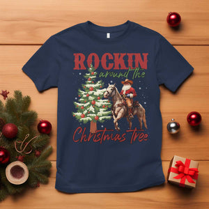 Western Christmas T Shirt Vintage 90s Cowboy Santa Claus Xmas Tree - African Pride
