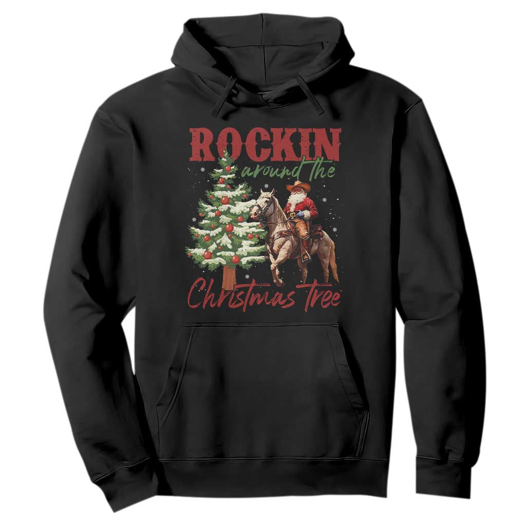Western Christmas Hoodie Vintage 90s Cowboy Santa Claus Xmas Tree - African Pride