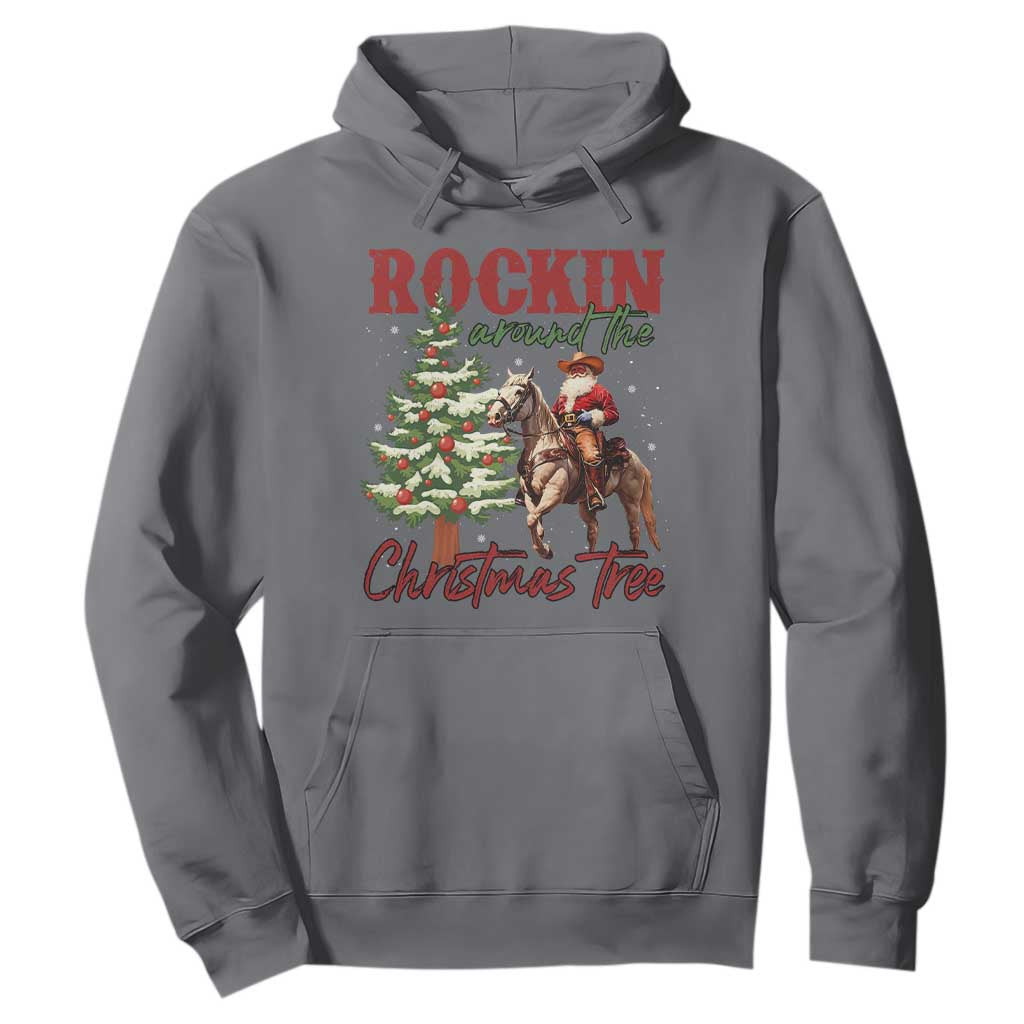 Western Christmas Hoodie Vintage 90s Cowboy Santa Claus Xmas Tree - African Pride