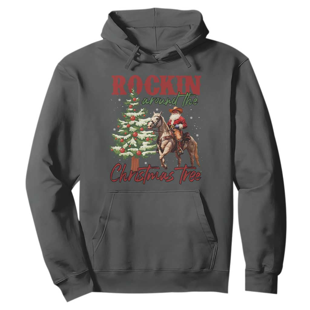 Western Christmas Hoodie Vintage 90s Cowboy Santa Claus Xmas Tree - African Pride