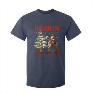 Western Christmas T Shirt For Kid Vintage 90s Cowboy Santa Claus Xmas Tree - African Pride