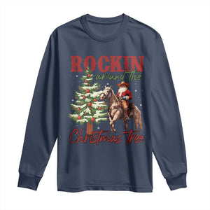 Western Christmas Long Sleeve Shirt Vintage 90s Cowboy Santa Claus Xmas Tree - African Pride